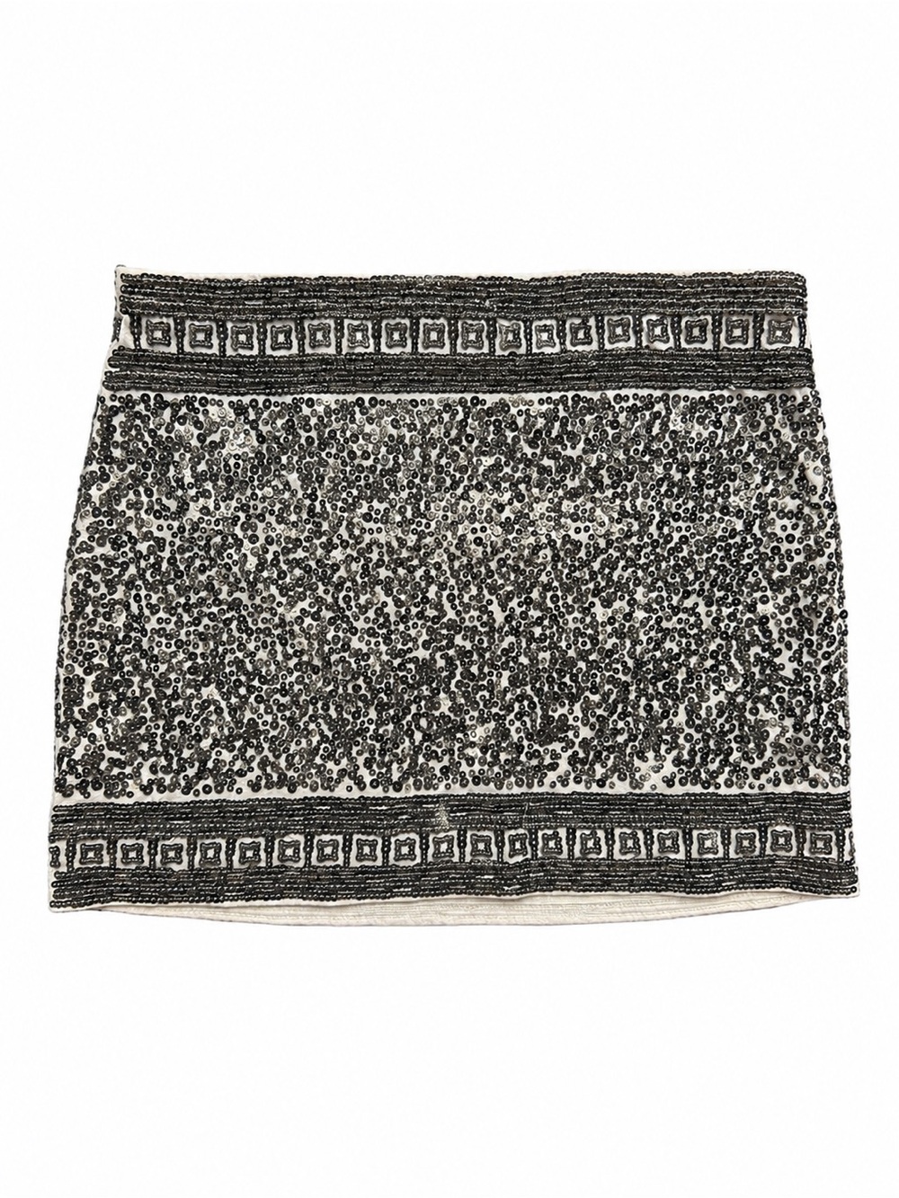 Express Beaded Mini Skirt - gold & Cream